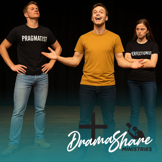 Three actors on stage