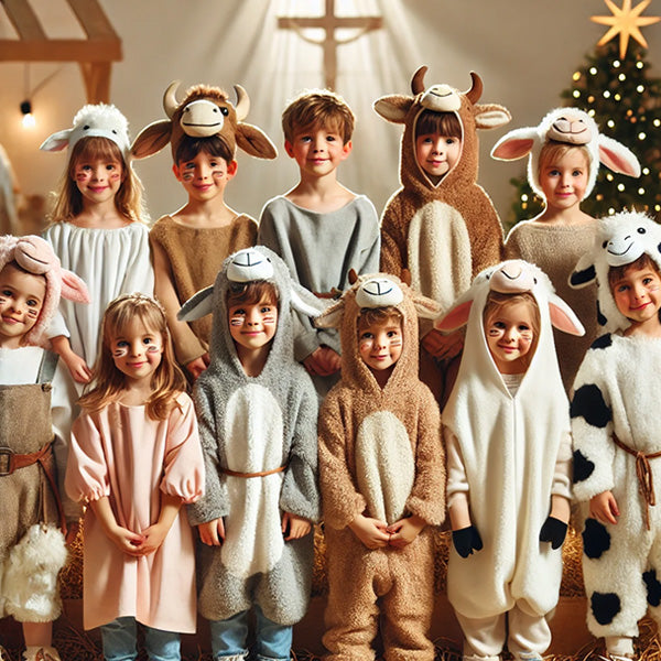 Kids dressed as Nativity animals