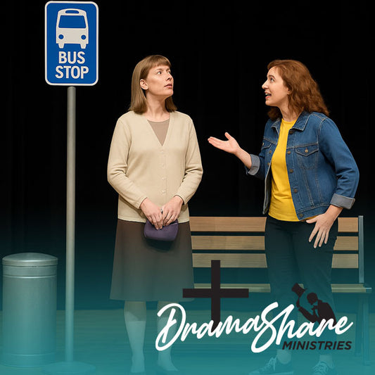 two ladies at a bus stop