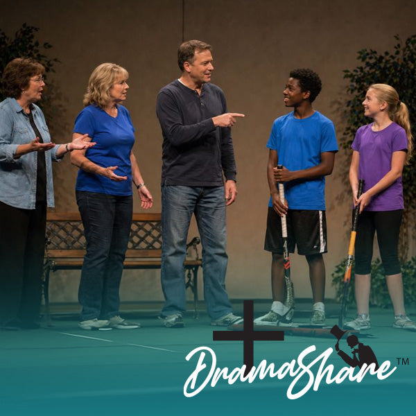 Group of people on a stage with 'Drama Share' logo