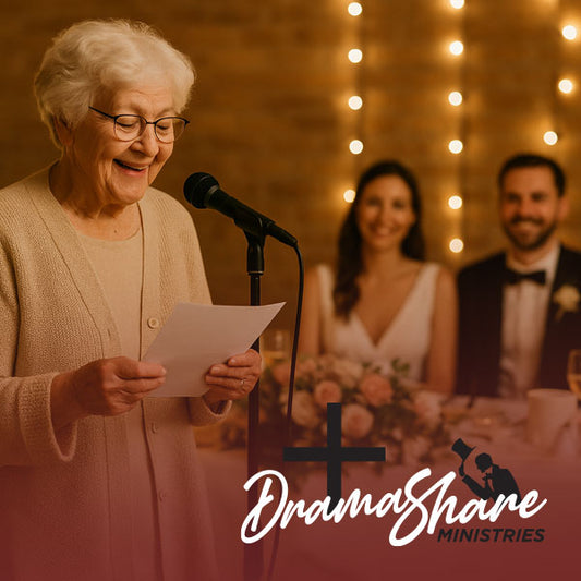 grandmother reading at wedding