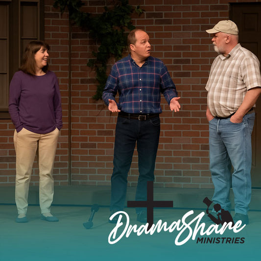 Three people talking on sidewalk